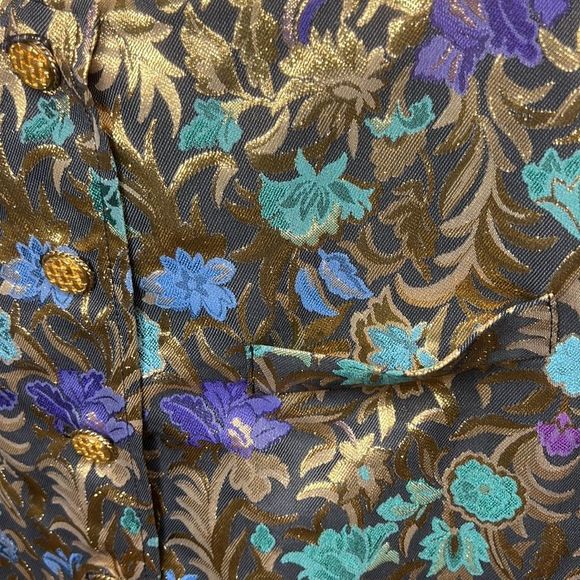 VTG Vintage Tapestry Foil HOLIDAY Button Long Sleeve Jacket Blazer Versace Vibe - Picture 10 of 12